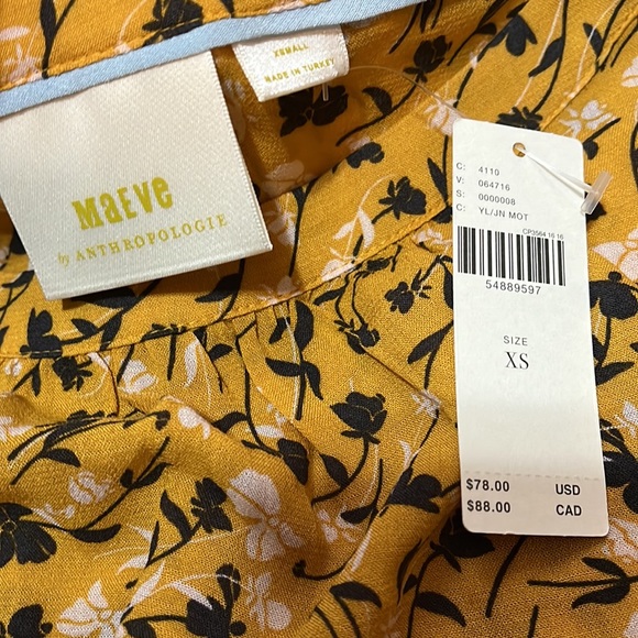 🥳HP🥳 Anthropologie Cheyenne Yellow Gold Floral Peplum Swing Boho Blouse - Picture 12 of 13